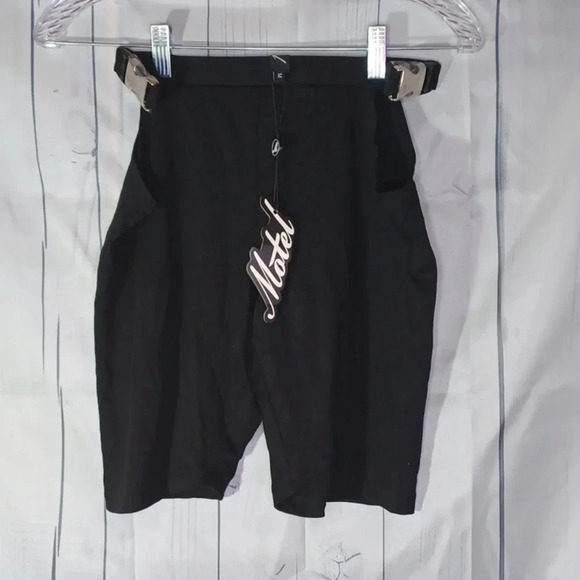 Motel Rocks Bucky black buckle shorts NWT - Picture 1 of 7